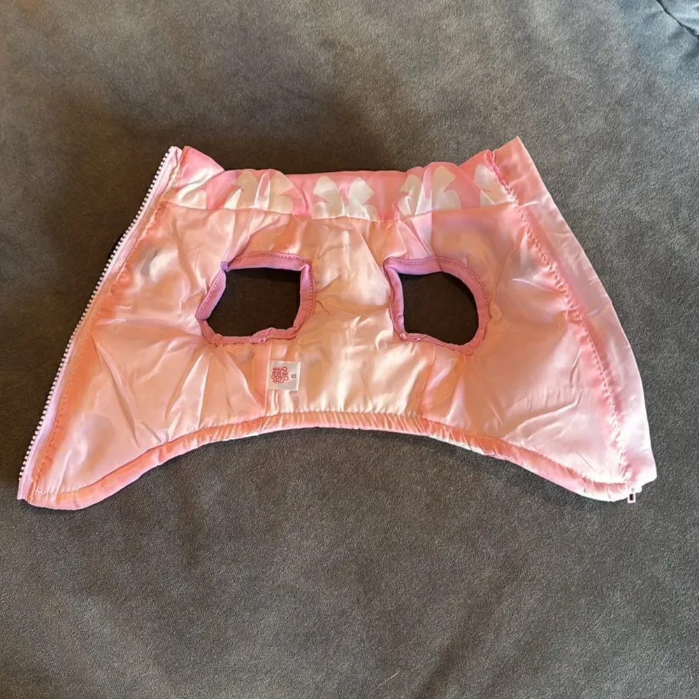 Dog Coat Jacket No-Pull Harness Pink Bow Design Zip Closure D-Rings Size S NWOT
